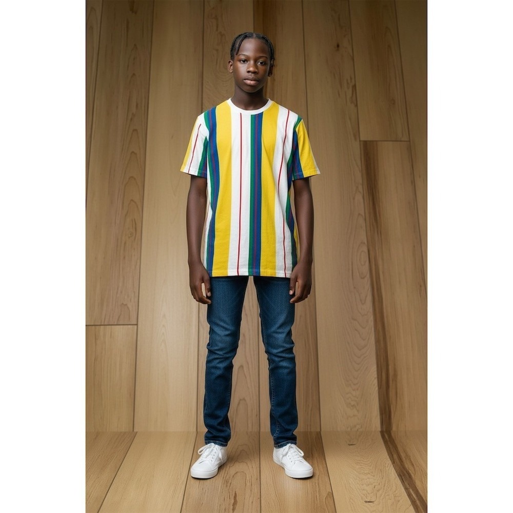 San Francisco Work Shirts T-Shirt M Rainbow Stripe Crew Neck S/S striped vintage